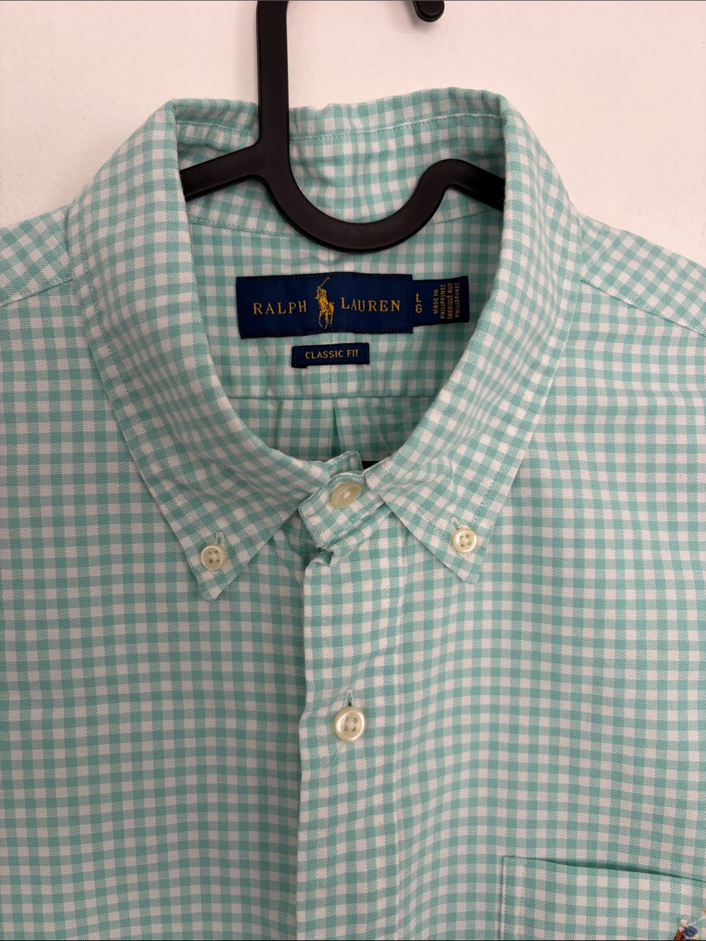 Ralph Lauren Mint Green Gingham Button-Down Shirt